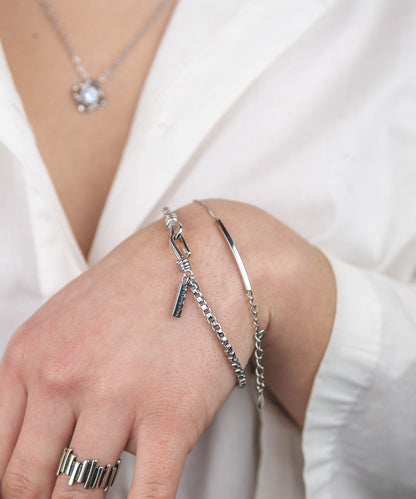 Bracelet Tube et chaine cubaine Argent